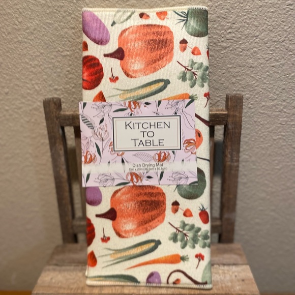 Farmhouse Dish Drying Mat, Vegtables Dish Drying Mat, Pumpkins Corncobs Eggplant - Picture 3 of 13